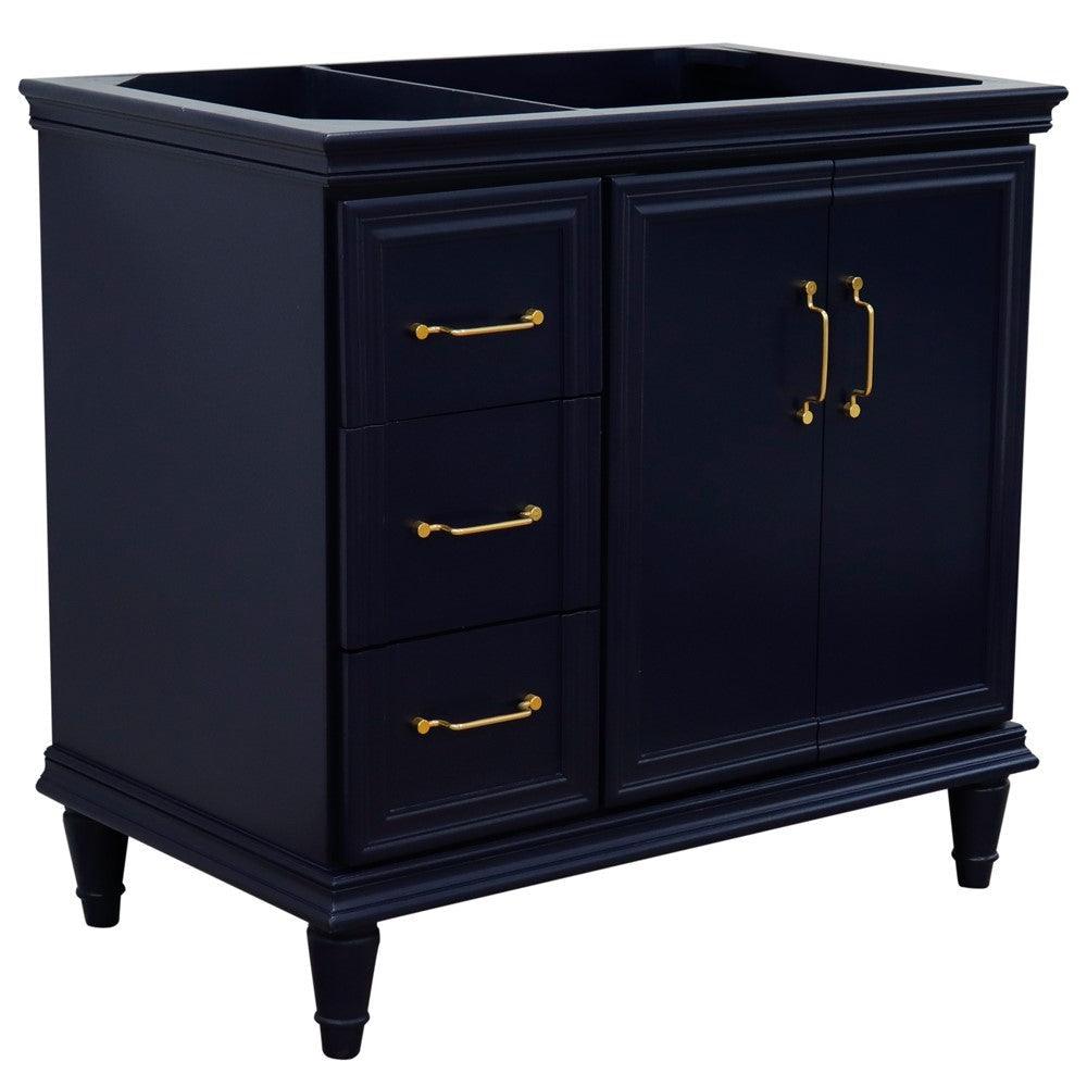 Bellaterra 400800-36L-R 36" Single Vanity - Cabinet Only - Blue / Right Door, Front