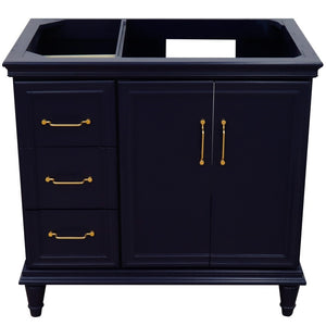 Bellaterra 400800-36L-R 36" Single Vanity - Cabinet Only - Blue / Right Door, Front Side