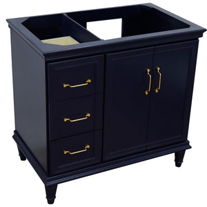 Bellaterra 400800-36L-R 36" Single Vanity - Cabinet Only - Blue / Right Door, Front Side