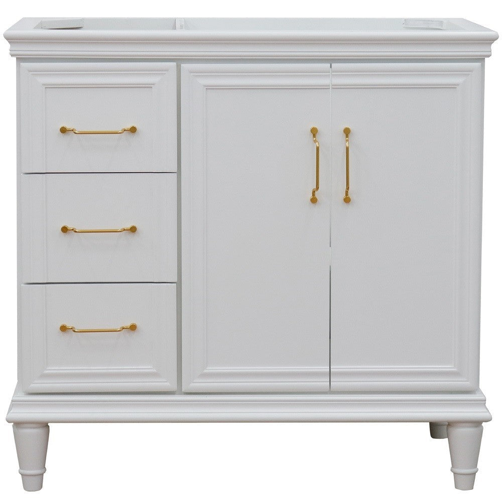 Bellaterra 400800-36L-R 36" Single Vanity - Cabinet Only - White / Right Door, Front