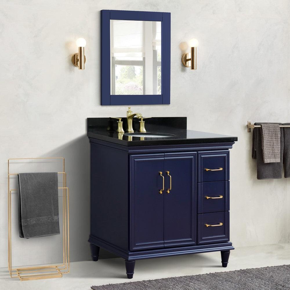 Bellaterra Blue 37" Single Vanity w/ Counter Top and Left Sink-Left Door 400800-37L-BU