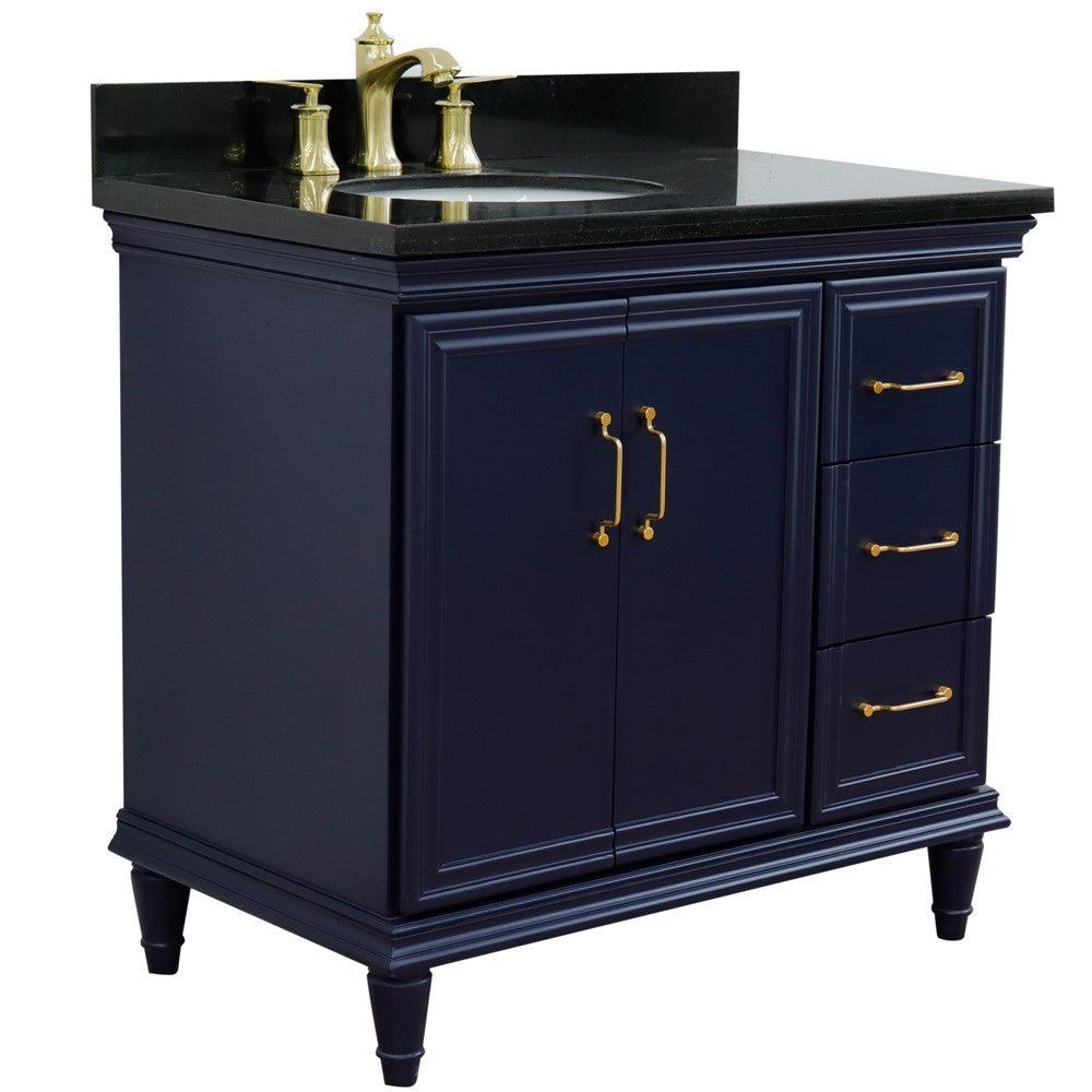 Bellaterra Blue 37" Single Vanity w/ Counter Top and Left Sink-Left Door 400800-37L-BU-BGOL