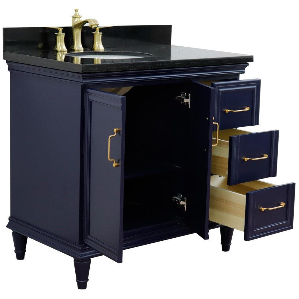 Bellaterra Blue 37" Single Vanity w/ Counter Top and Left Sink-Left Door 400800-37L-BU-BGOL