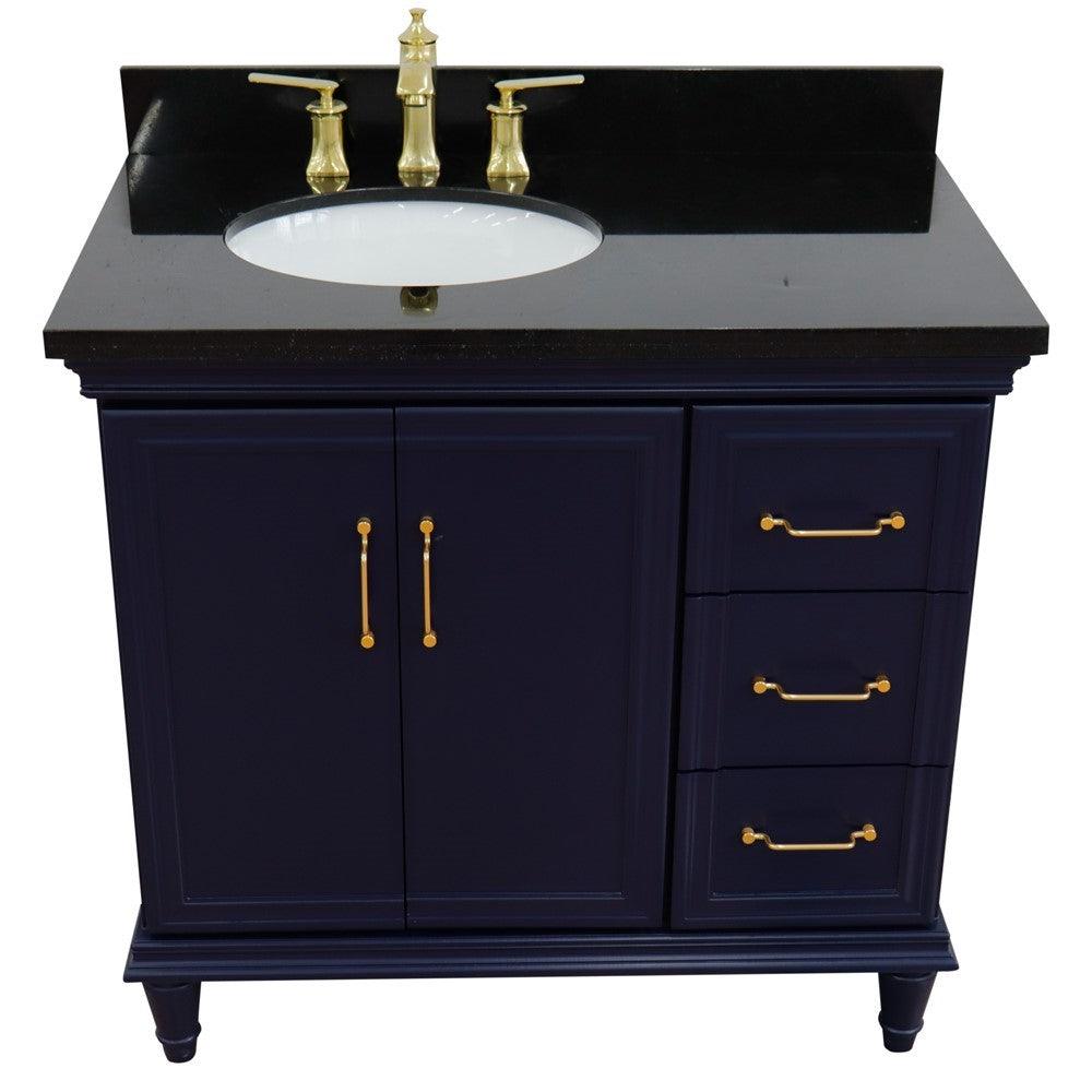 Bellaterra Blue 37" Single Vanity w/ Counter Top and Left Sink-Left Door 400800-37L-BU-BGOL