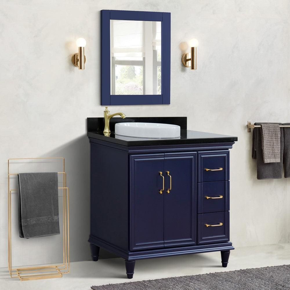 Bellaterra Blue 37" Single Vanity w/ Counter Top and Left Sink-Left Door 400800-37L-BU-BGRDL