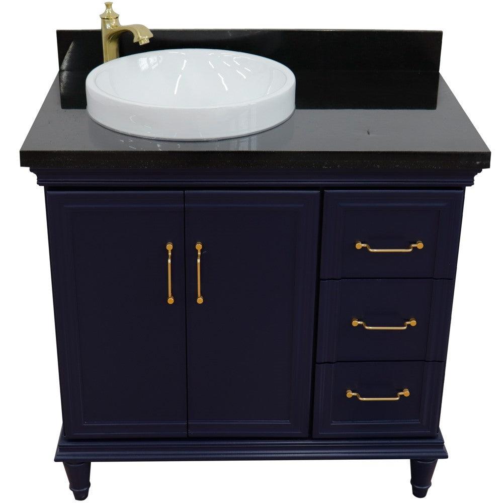 Bellaterra Blue 37" Single Vanity w/ Counter Top and Left Sink-Left Door 400800-37L-BU-BGRDL