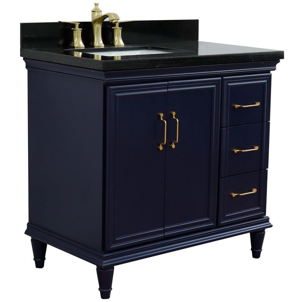 Bellaterra Blue 37" Single Vanity w/ Counter Top and Left Sink-Left Door 400800-37L-BU-BGRL