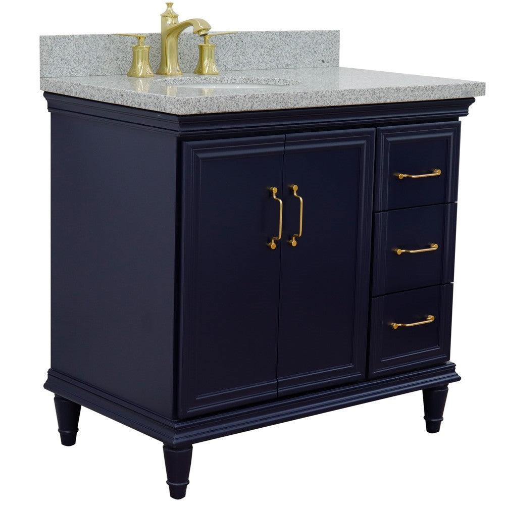 Bellaterra Blue 37" Single Vanity w/ Counter Top and Left Sink-Left Door 400800-37L-BU-GYOL