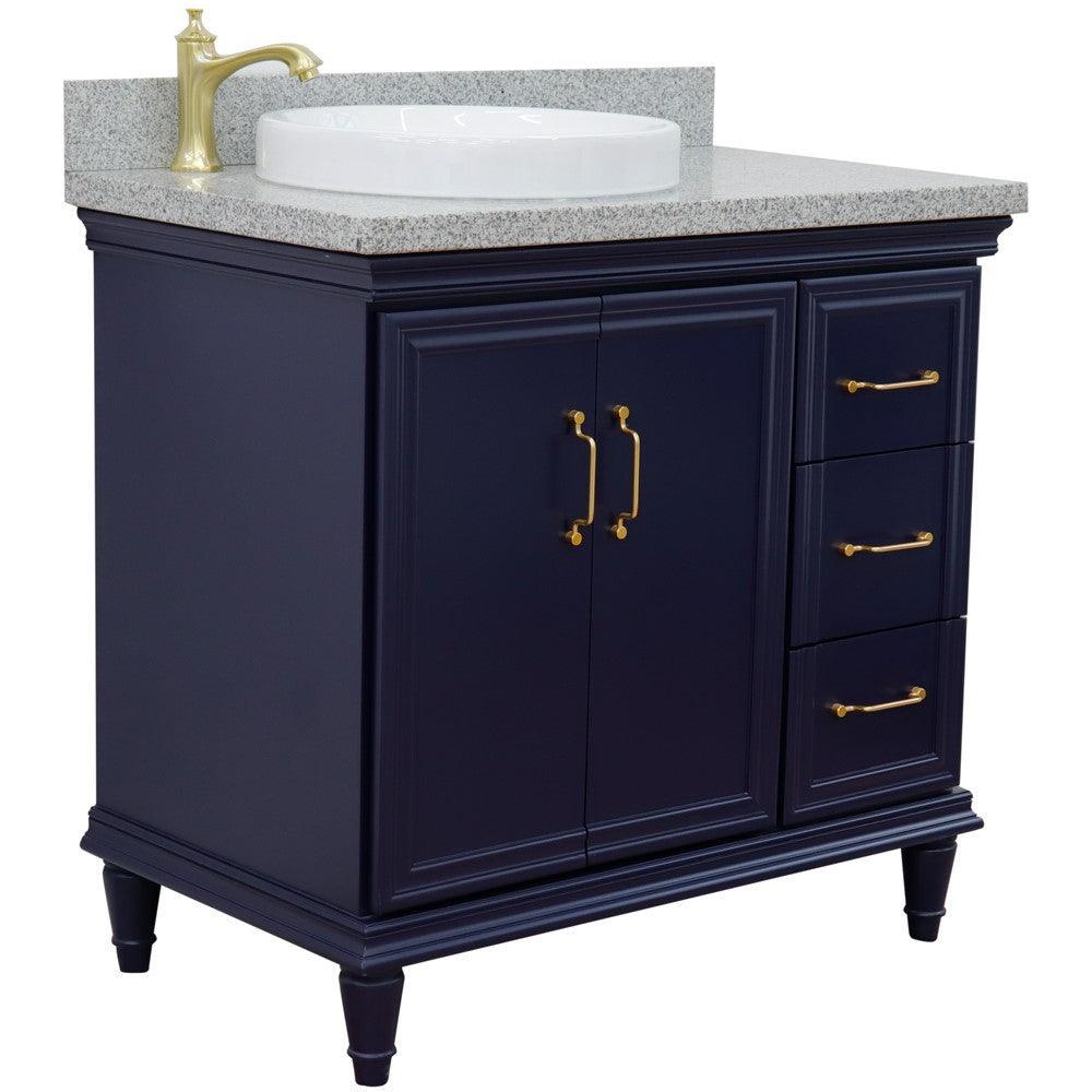 Bellaterra Blue 37" Single Vanity w/ Counter Top and Left Sink-Left Door 400800-37L-BU-GYRDL