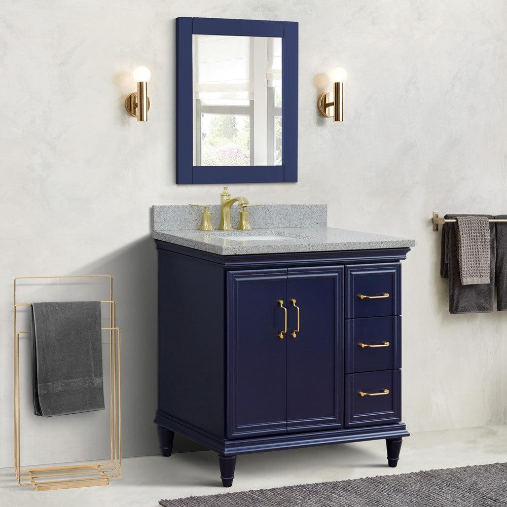 Bellaterra Blue 37" Single Vanity w/ Counter Top and Left Sink-Left Door 400800-37L-BU