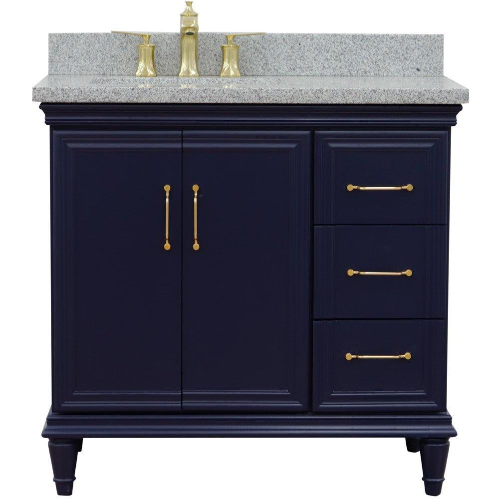 Bellaterra Blue 37" Single Vanity w/ Counter Top and Left Sink-Left Door 400800-37L-BU-GYRL