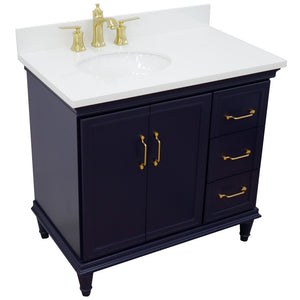 Bellaterra Blue 37" Single Vanity w/ Counter Top and Left Sink-Left Door 400800-37L-BU-WEOL