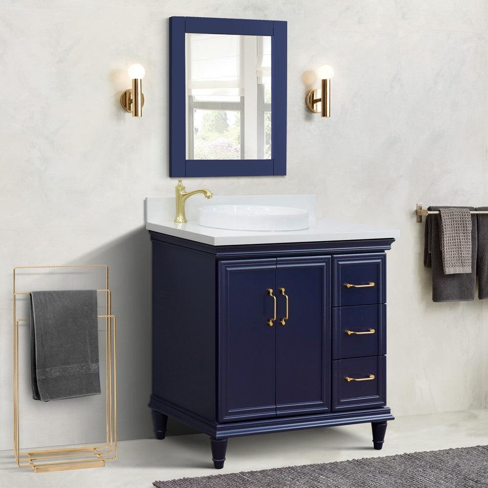 Bellaterra Blue 37" Single Vanity w/ Counter Top and Left Sink-Left Door 400800-37L-BU-WERDL