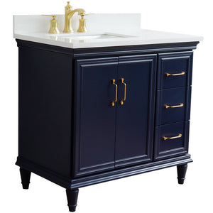 Bellaterra Blue 37" Single Vanity w/ Counter Top and Left Sink-Left Door 400800-37L-BU-WERL