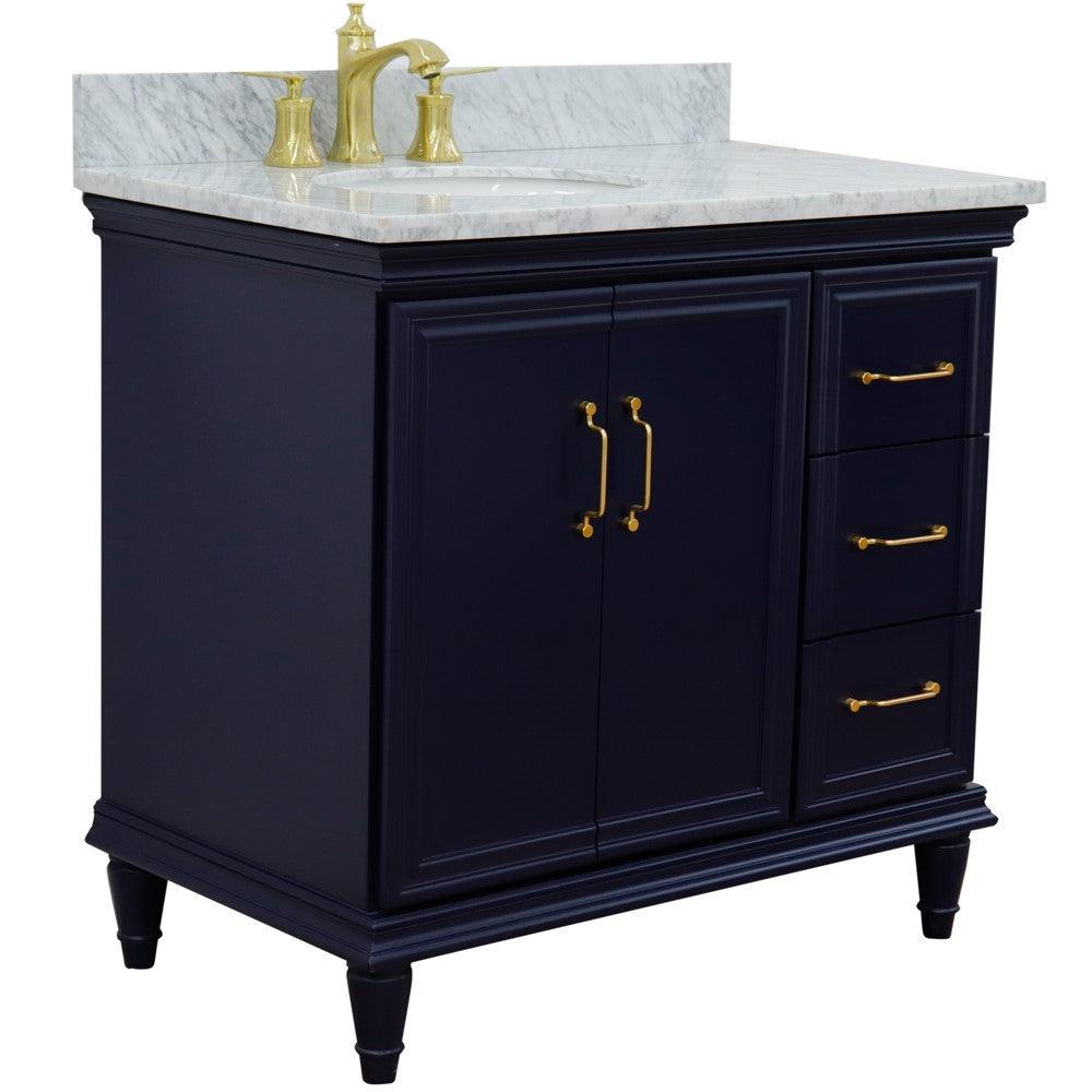 Bellaterra Blue 37" Single Vanity w/ Counter Top and Left Sink-Left Door 400800-37L-BU-WMOL