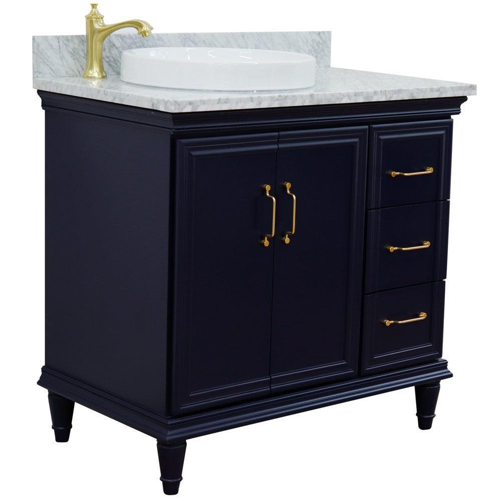 Bellaterra Blue 37" Single Vanity w/ Counter Top and Left Sink-Left Door 400800-37L-BU-WMRDL