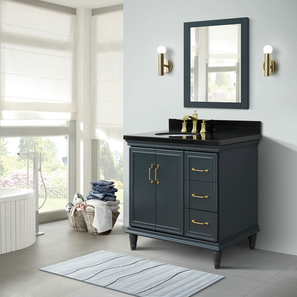 Bellaterra Dark Gray 37" Single Vanity w/ Counter Top and Left Sink-Left Door 400800-37L-DG-BGOL