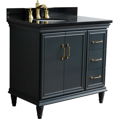 Bellaterra Dark Gray 37" Single Vanity w/ Counter Top and Left Sink-Left Door 400800-37L-DG-BGOL