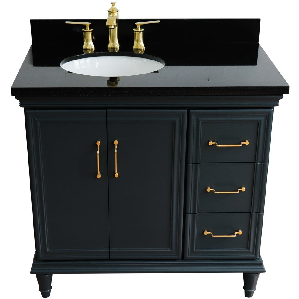 Bellaterra Dark Gray 37" Single Vanity w/ Counter Top and Left Sink-Left Door 400800-37L-DG-BGOL