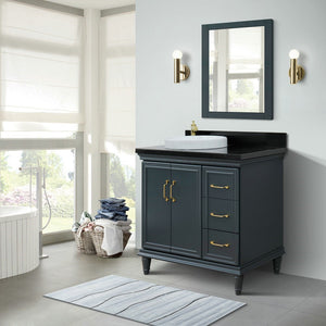 Bellaterra Dark Gray 37" Single Vanity w/ Counter Top and Left Sink-Left Door 400800-37L-DG-BGRDL