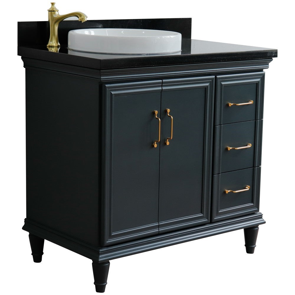 Bellaterra Dark Gray 37" Single Vanity w/ Counter Top and Left Sink-Left Door 400800-37L-DG-BGRDL