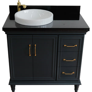 Bellaterra Dark Gray 37" Single Vanity w/ Counter Top and Left Sink-Left Door 400800-37L-DG-BGRDL