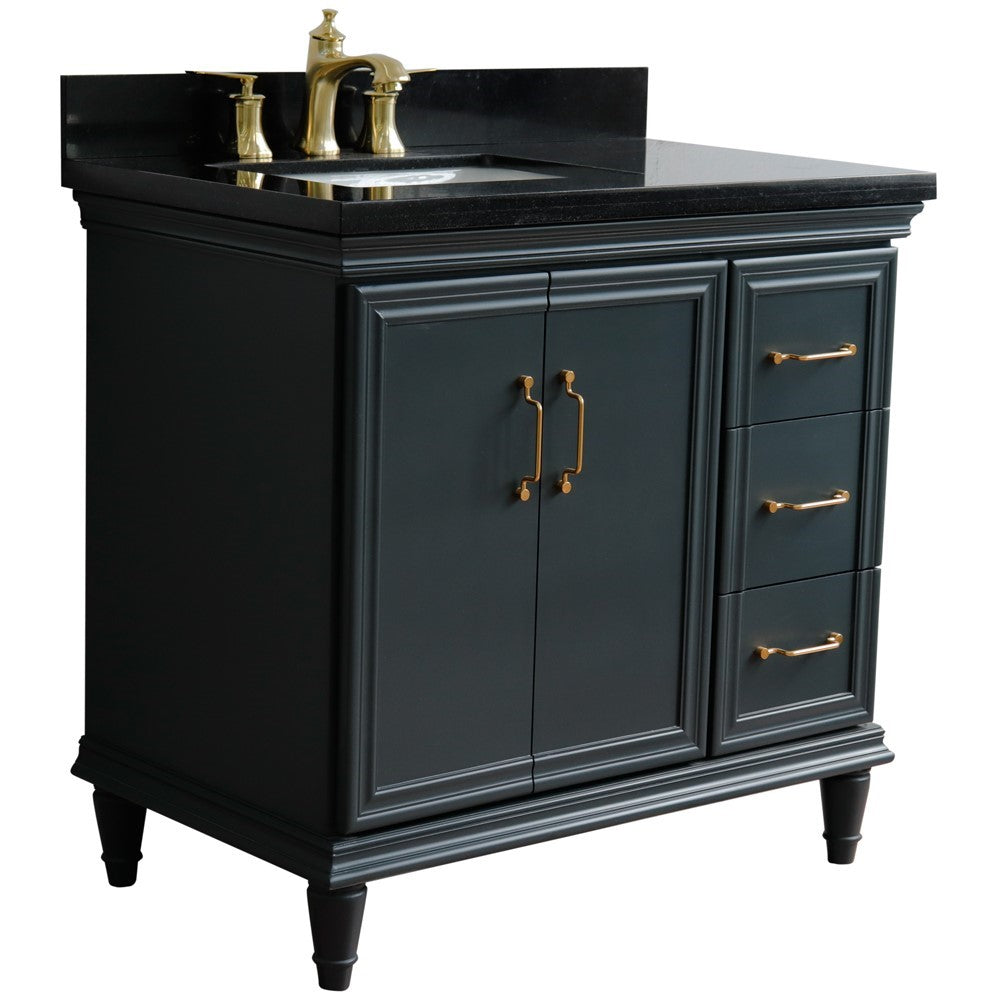 Bellaterra Dark Gray 37" Single Vanity w/ Counter Top and Left Sink-Left Door 400800-37L-DG-BGRL