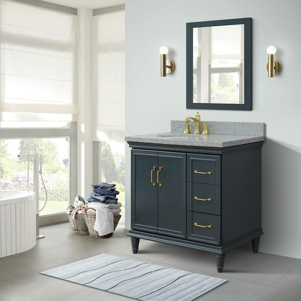 Bellaterra Dark Gray 37" Single Vanity w/ Counter Top and Left Sink-Left Door 400800-37L-DG-GYOL