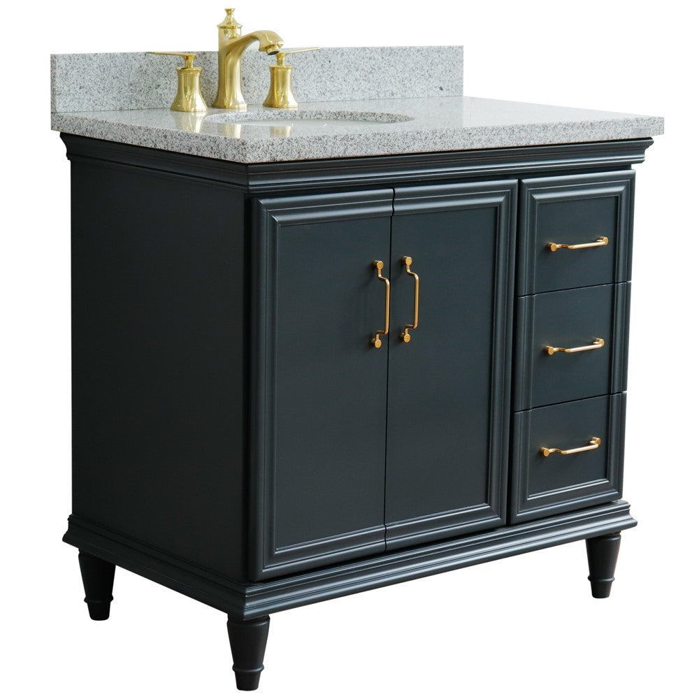 Bellaterra Dark Gray 37" Single Vanity w/ Counter Top and Left Sink-Left Door 400800-37L-DG-GYOL