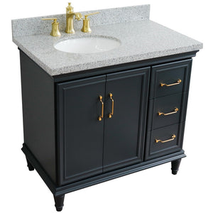 Bellaterra Dark Gray 37" Single Vanity w/ Counter Top and Left Sink-Left Door 400800-37L-DG-GYOL