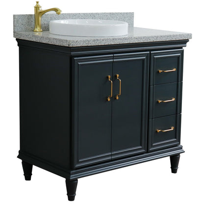 Bellaterra Dark Gray 37" Single Vanity w/ Counter Top and Left Sink-Left Door 400800-37L-DG-GYRDL