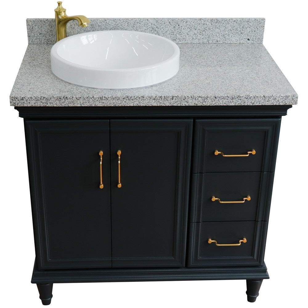 Bellaterra Dark Gray 37" Single Vanity w/ Counter Top and Left Sink-Left Door 400800-37L-DG-GYRDL