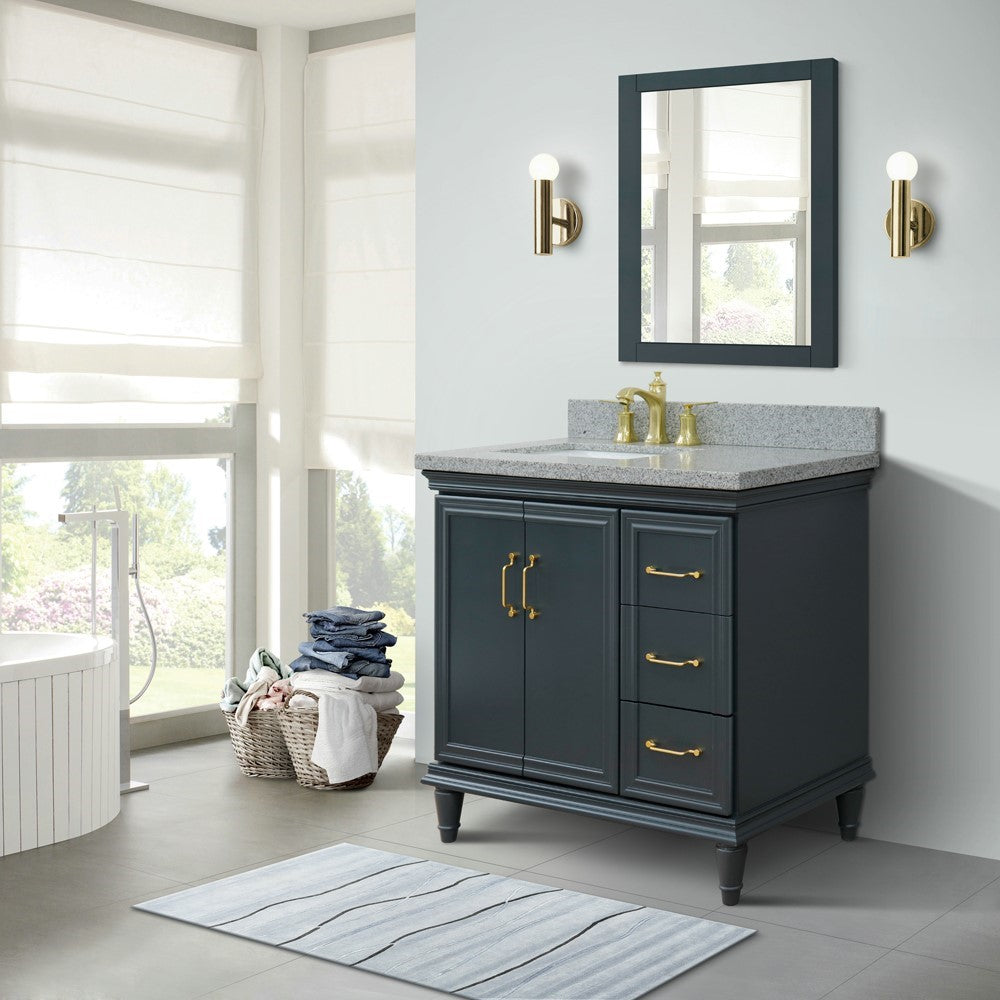 Bellaterra Dark Gray 37" Single Vanity w/ Counter Top and Left Sink-Left Door 400800-37L-DG