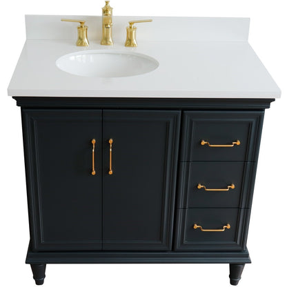 Bellaterra Dark Gray 37" Single Vanity w/ Counter Top and Left Sink-Left Door 400800-37L-DG