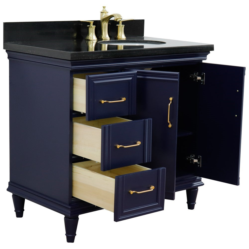 Bellaterra Blue 37" Single Vanity w/ Counter Top and Right Sink-Right Door 400800-37R-BU-BGOR