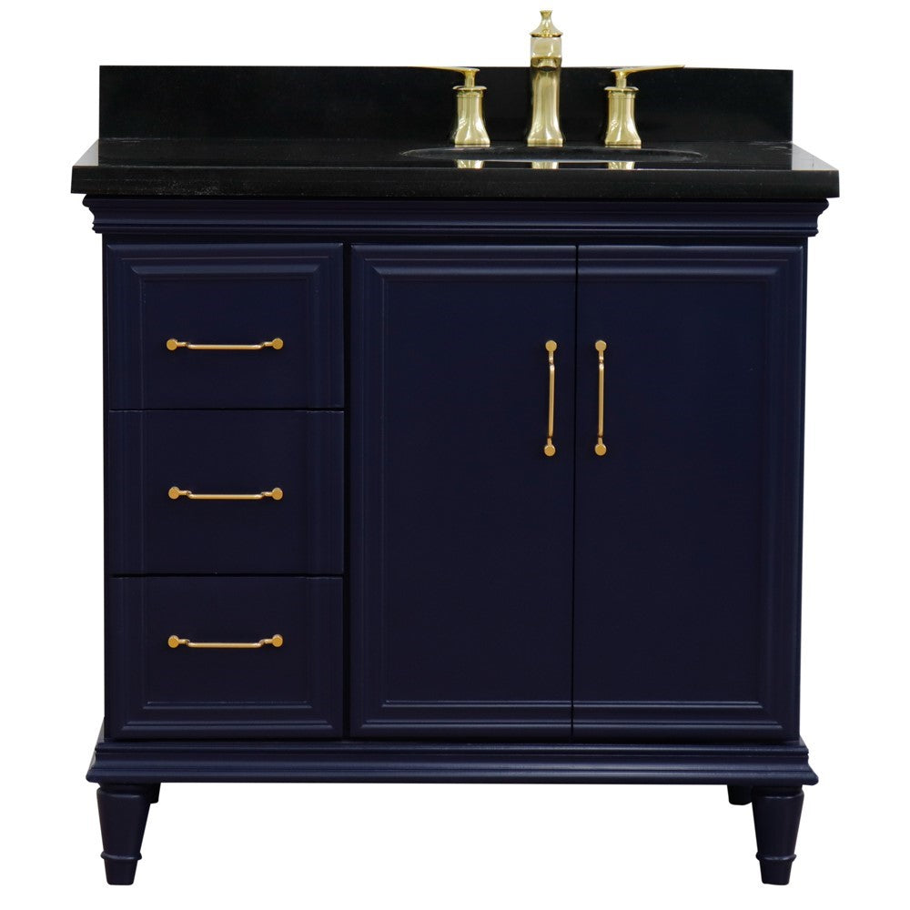 Bellaterra Blue 37" Single Vanity w/ Counter Top and Right Sink-Right Door 400800-37R-BU-BGOR