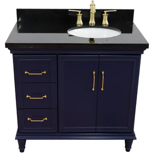 Bellaterra Blue 37" Single Vanity w/ Counter Top and Right Sink-Right Door 400800-37R-BU-BGOR