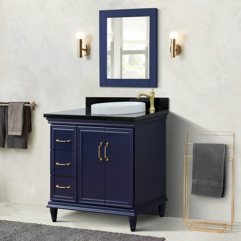 Bellaterra Blue 37" Single Vanity w/ Counter Top and Right Sink-Right Door 400800-37R-BU-BGRDR