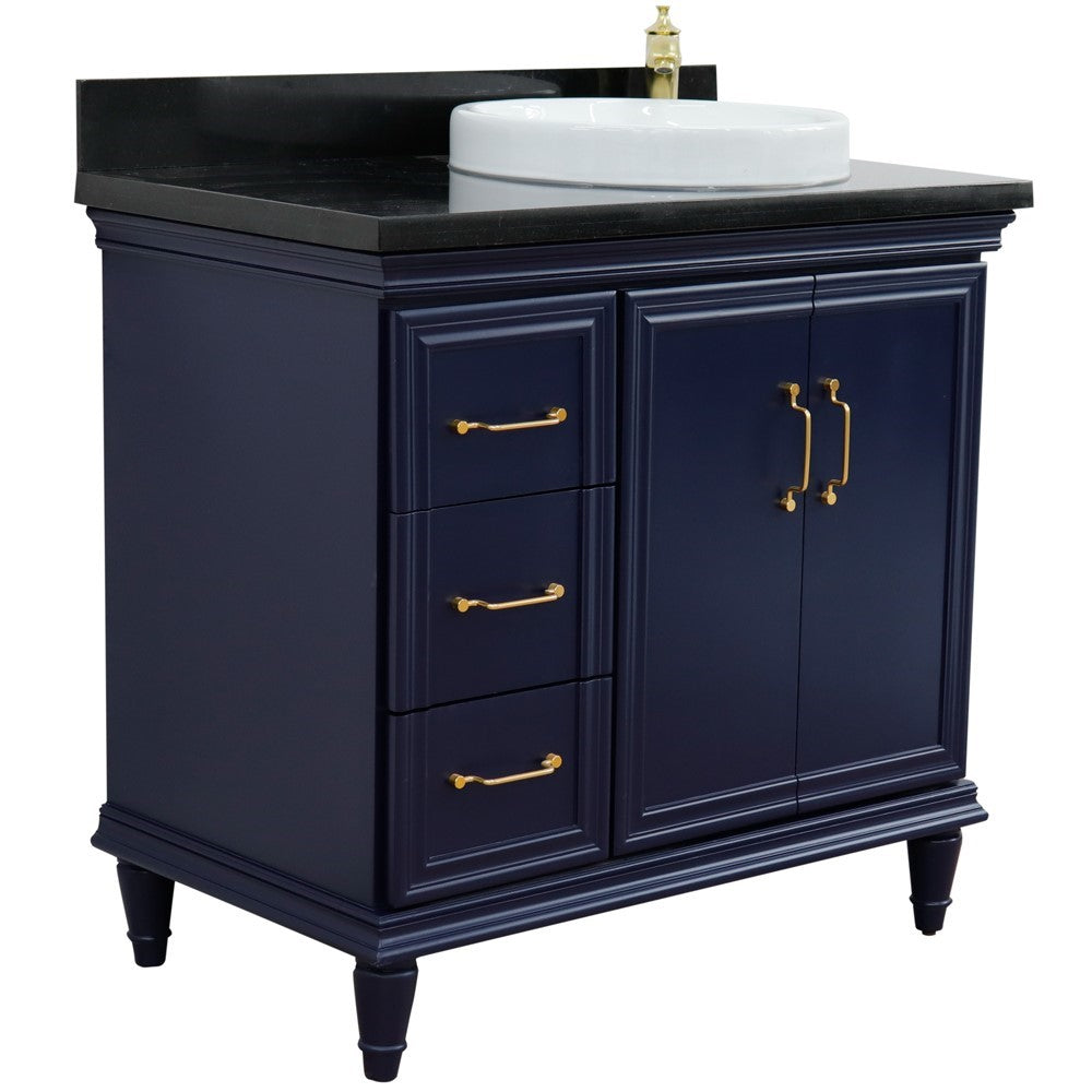 Bellaterra Blue 37" Single Vanity w/ Counter Top and Right Sink-Right Door 400800-37R-BU-BGRDR