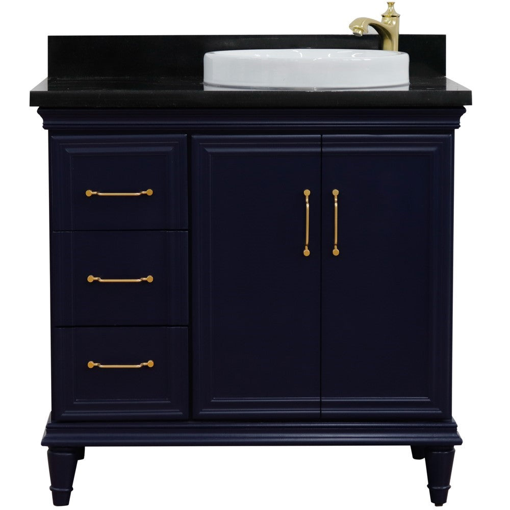 Bellaterra Blue 37" Single Vanity w/ Counter Top and Right Sink-Right Door 400800-37R-BU-BGRDR