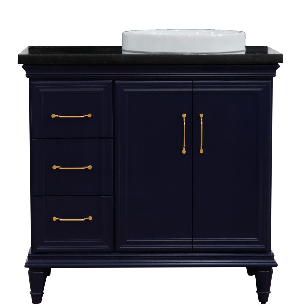 Bellaterra Blue 37" Single Vanity w/ Counter Top and Right Sink-Right Door 400800-37R-BU-BGRDR