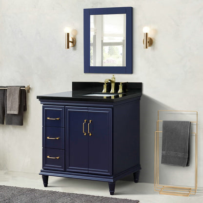 Bellaterra Blue 37" Single Vanity w/ Counter Top and Right Sink-Right Door 400800-37R-BU-BGRR