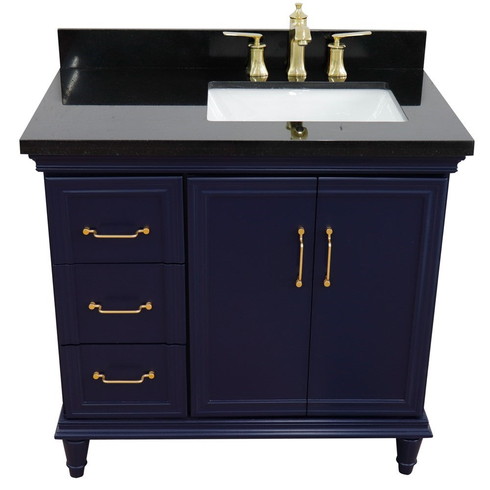 Bellaterra Blue 37" Single Vanity w/ Counter Top and Right Sink-Right Door 400800-37R-BU-BGRR