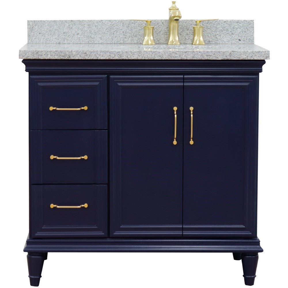 Bellaterra Blue 37" Single Vanity w/ Counter Top and Right Sink-Right Door 400800-37R-BU-GYOR