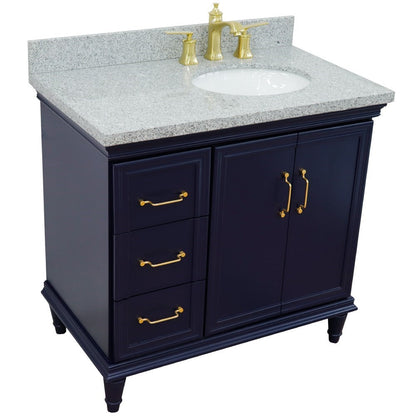 Bellaterra Blue 37" Single Vanity w/ Counter Top and Right Sink-Right Door 400800-37R-BU-GYOR