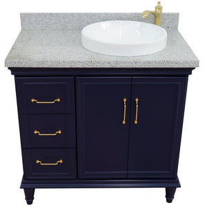 Bellaterra Blue 37" Single Vanity w/ Counter Top and Right Sink-Right Door 400800-37R-BU-GYRDR