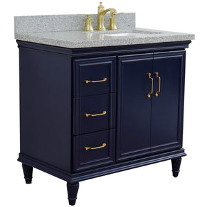 Bellaterra Blue 37" Single Vanity w/ Counter Top and Right Sink-Right Door 400800-37R-BU-GYRR