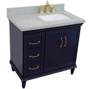 Bellaterra Blue 37" Single Vanity w/ Counter Top and Right Sink-Right Door 400800-37R-BU-GYRR