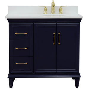 Bellaterra Blue 37" Single Vanity w/ Counter Top and Right Sink-Right Door 400800-37R-BU-WEOR
