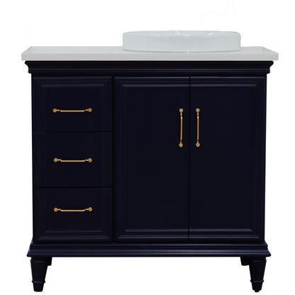 Bellaterra Blue 37" Single Vanity w/ Counter Top and Right Sink-Right Door 400800-37R-BU-WERDR